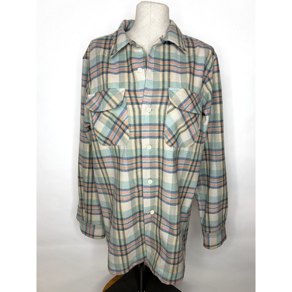 Pendleton Board Shirt Fitted Men's /Women M Wool Plaid Flannel Surf Western